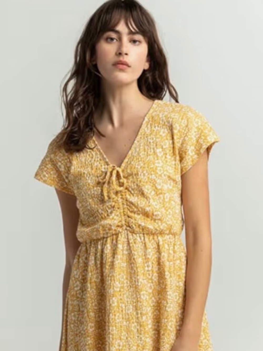 Roxy Simple Thoughts Mini Yellow Floral Sundress